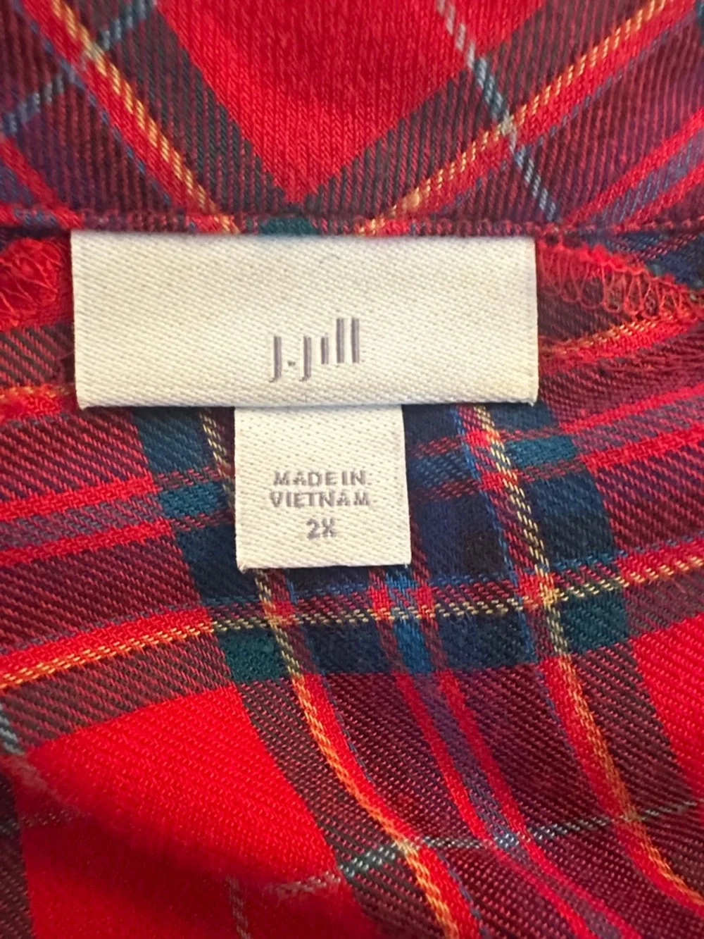 J. Jill Red & Blue Classic Plaid Comfy Casual Outdoor Woodsy Long‎ Sleeve Top